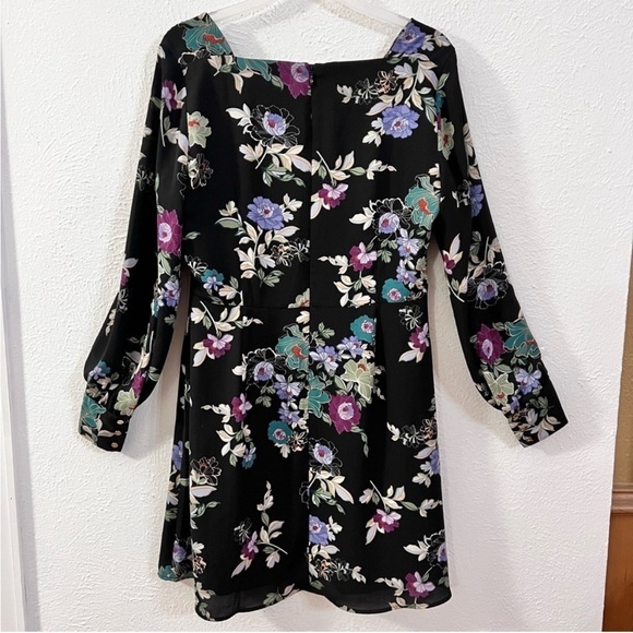 Loft black floral square neck short dress - Picture 5 of 8